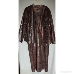 Selene Sport 3 piece sleeveless knee length dress with open jacket sz 2x vegan